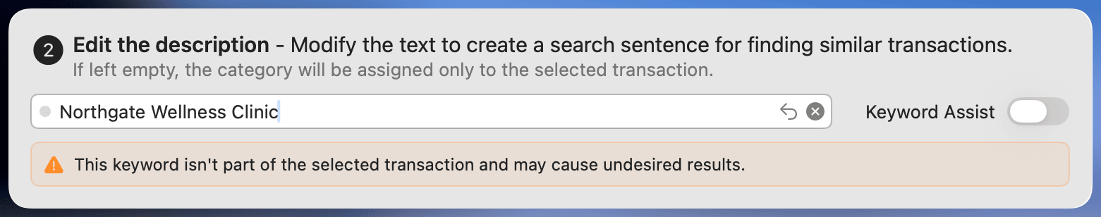 Keyword Mismatch Warning