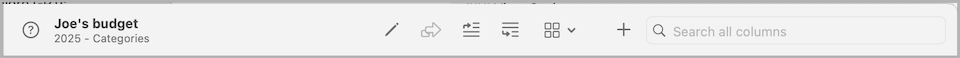 Categories Toolbar