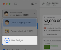 New Budget Menu