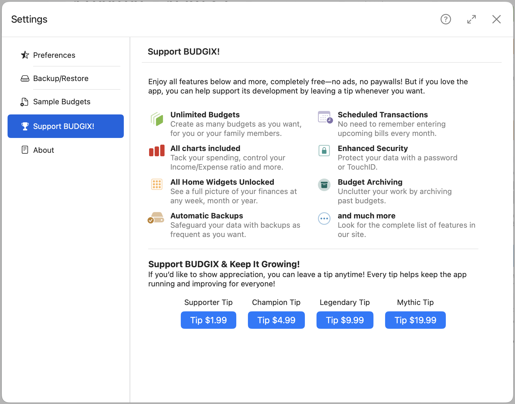 Settings Subscription